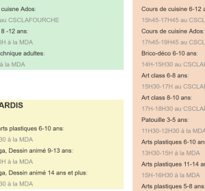 planning cours artgora Clamart